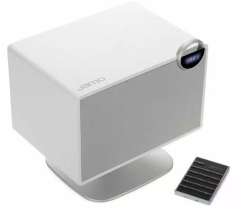 Jamo DS-6 Wireless Portable Bluetooth Speaker with FM Radio/AUX/Digital Clock In White